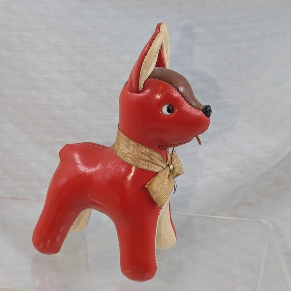 1950's vintage red leather (?) deer MCM Christmas - Picture 1 of 4